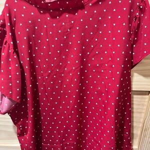 Red Heart Pattern Blouse